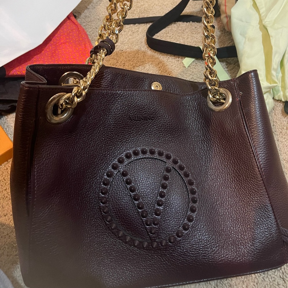 Purple Valentine Large Purse with Gold Accents
